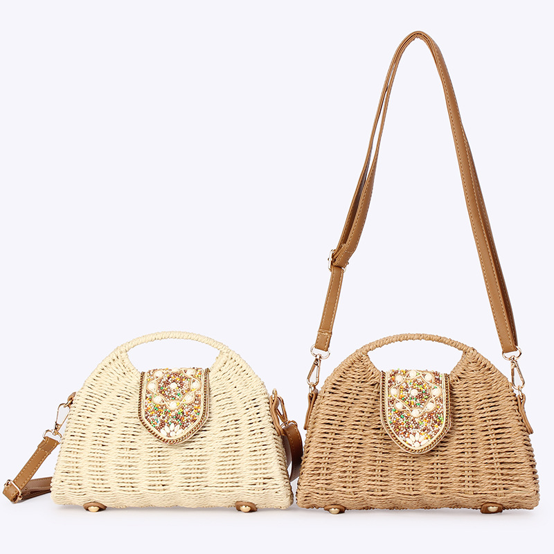 Bolsa de ombro feminina de pal - Women'S Raffia Bags avaliação e preço